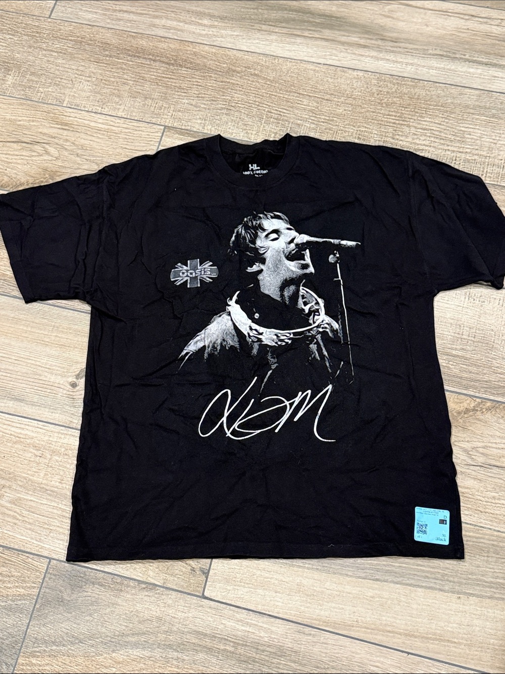 Oasis Black Graphic Short Sleeve Tee - Men's Black Band Portrait